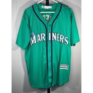 Ken Griffey Jr. #24 Mariners Aqua Majestic Cool Base Sewn Stitched Jersey MLB MD